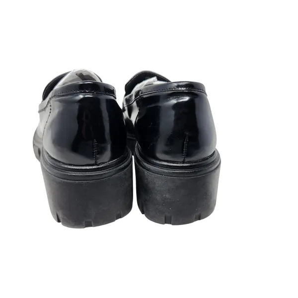 Crown Vintage Black Faux Leather Slip On Sage Chunky Penny Loafers Size 7.5M - Image 8