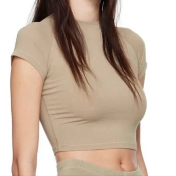 Skims The Vintage Raglan Tee Preppy Stretch Soft Cropped Basics L - Image 2