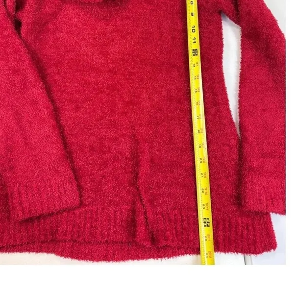 Cato‎ Red Fuzzy Cowl Neck Long Sleeve Tunic Sweater Top Women's Size L - Image 6