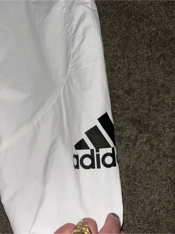 adidas White Track Joggers with Black Logo - Image 5