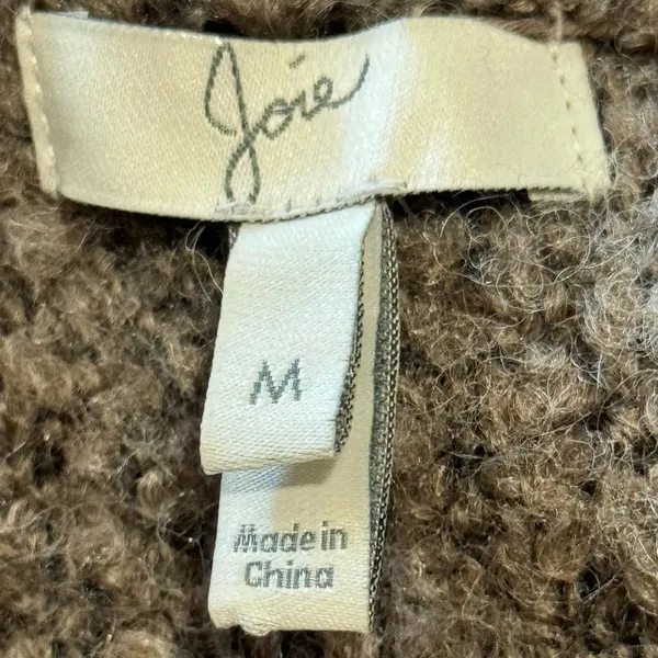 Joie Women’s M Brown Wool Alpaca Blend Bouclé Open Front Long Cardigan - Image 4