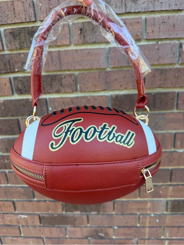 Football Novelty Shaped Handbag Crossbody Shoulder Bag Adjustable Strap NWOT New - Image 2