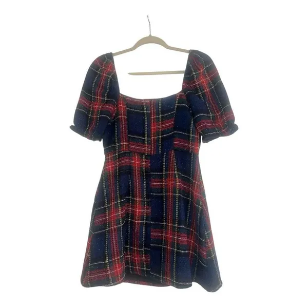 ✨FORE Plaid Holiday Sz Medium Dress✨ Blue - Image 8