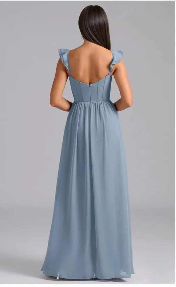 Azazie Chiffon Dress Dusty Blue - Image 2