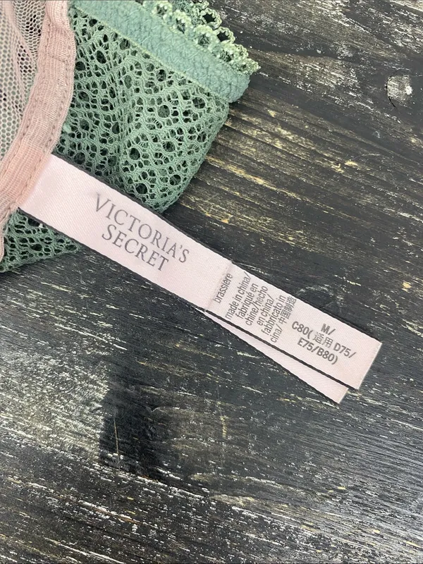 Victoria's Secret Olive Green Sheer Lace Wire Free Bralette Bra Top M - Image 4