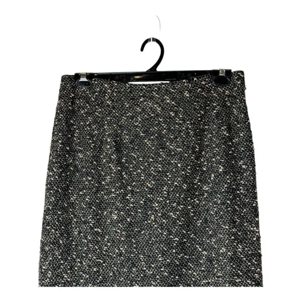 Nanette Lepore‎ Skirt Women 12 Brown Black Tweed Velvet Trim Pencil Straight - Image 4