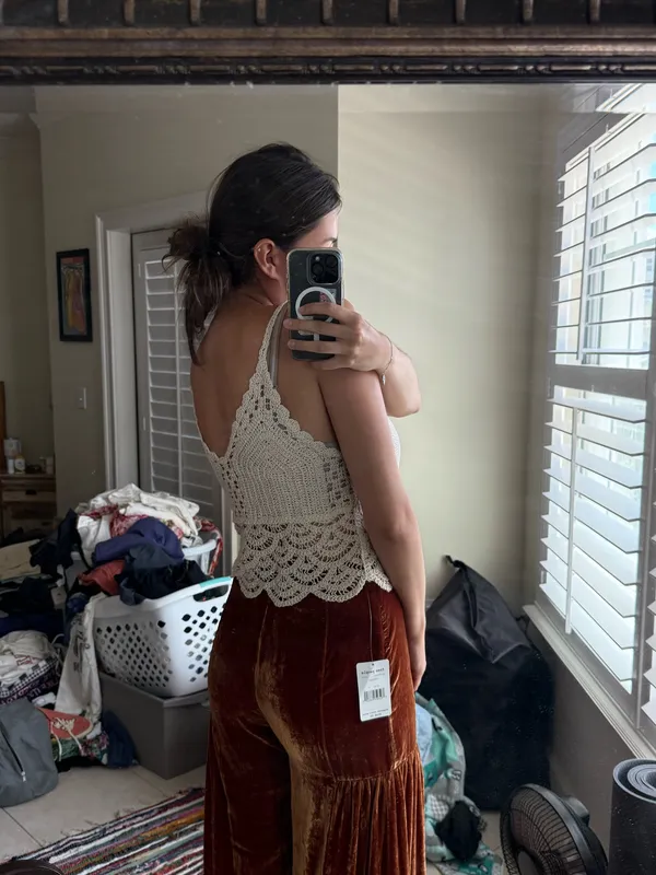 Anthropologie Blue Tassel Crochet Top - Image 2