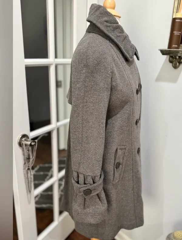 Vintage Via Spiga Gray Double Breasted Wool Pea Coat - Image 3