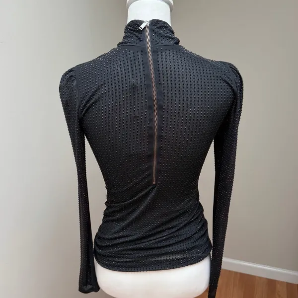 Generation Love Studded Mock Neck Long Sleeve Fitted Top Party Womens XS NEW - Image 5