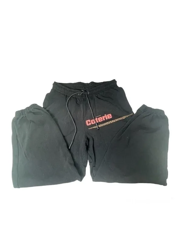 COLLUSION Unisex Lounge cotton set pants & sweat shirt hoodie black with graphic - Image 9