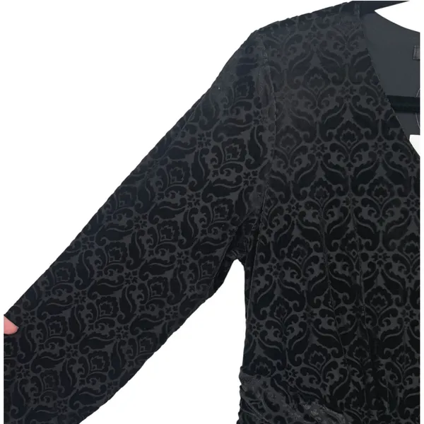 NWT Talbots Womens Velvet Jacquard Damask V-Neck Sheath Dress Black Size Large - Image 14