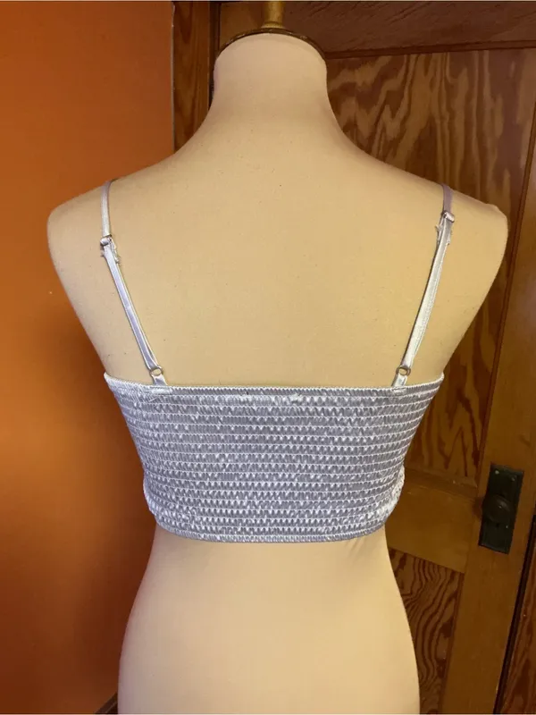 Forever 21 Y2K Inspired Satin Lace Cami Handkerchief Hem Lavender Top XS S - Image 14