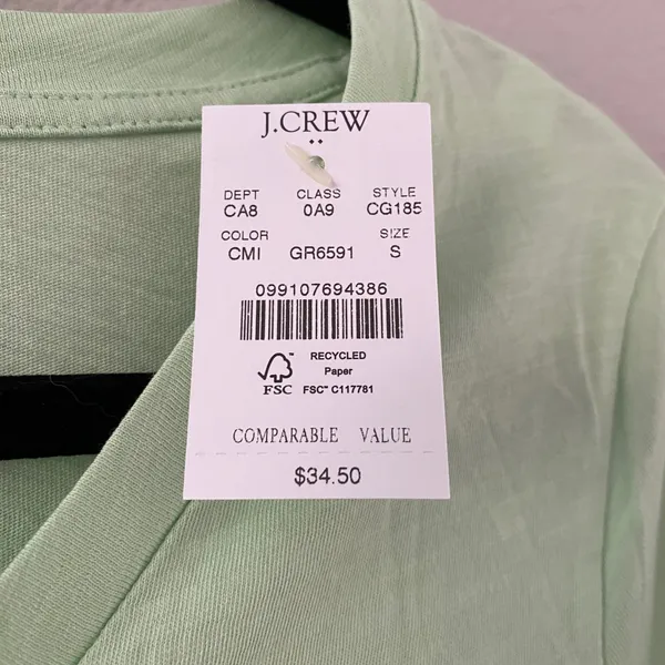 NWT J. Crew Factory Light Green T-Shirt S V Neck Lightweight 100% Cotton Tee - Image 5