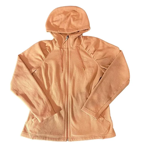 The North Face‎ Womens Full Zip Fleece Hoodie Jacket Peach Tan Size Medium - Image 2