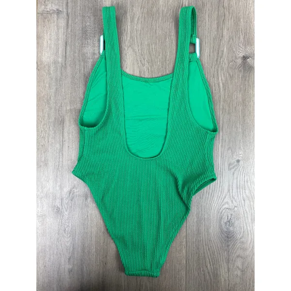 Aerie Green Crinkle Birthday Scoop Back Cheekiest One Piece Swimsuit Sz.M NWT - Image 12