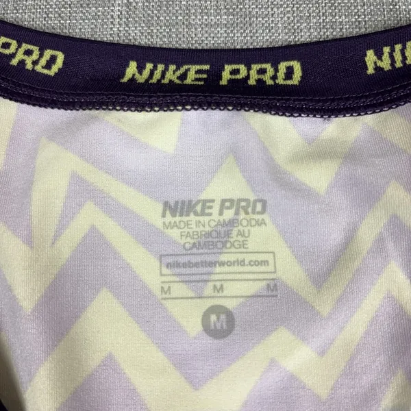 Nike Pro Dri-FIT Shirt Womens Medium Multicolor V-Neck Chevron Athletic Top - Image 3