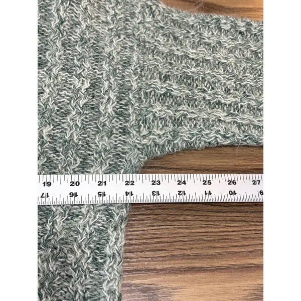 Vintage 90s All Points Green Marled Silk Blend Textured V Neck Sweater M - Image 11