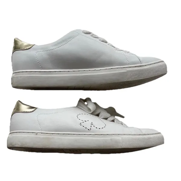 KATE SPADE Angelise White Gold Leather Lace Up Low Top Sneakers Size 8B - Image 10