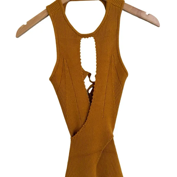 NWT For Love & Lemons Maggie Midi Knit Dress In Orange Size S Small - Image 4