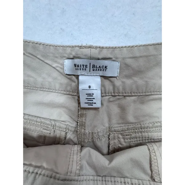 White House Black Market Tan Cargo Shorts Womens 8 Khaki Utility Stretch Cotton - Image 4