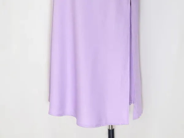 Selfie Leslie Lilac Suki Spaghetti Strap Cowl Neck Front Split Midi Dress - Image 8