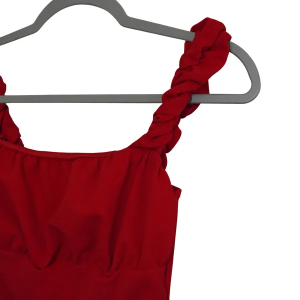 Lulus Size‎ Small Red Ruffle Strap Maxi Dress Square Neck Column Gown Wedding - Image 7