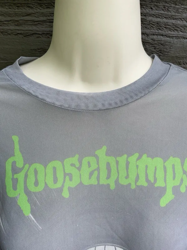 Y2K Horrorcore Goosebumps Slappy Mesh Crop Top Long Sleeve Goth Grunge Size M - Image 10