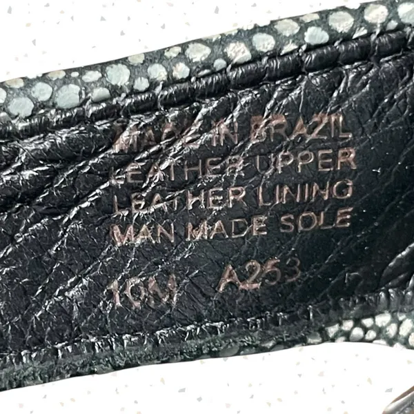 Tory Burch Thora Stingray Black Leather Thong Sandals Smoke Silver Foil Size 10 - Image 10