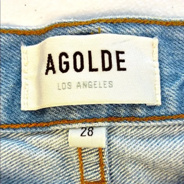 Agolde Lana Slice Jeans Wide/Straight Leg High Rise Light Blue Denim 28 - Image 6