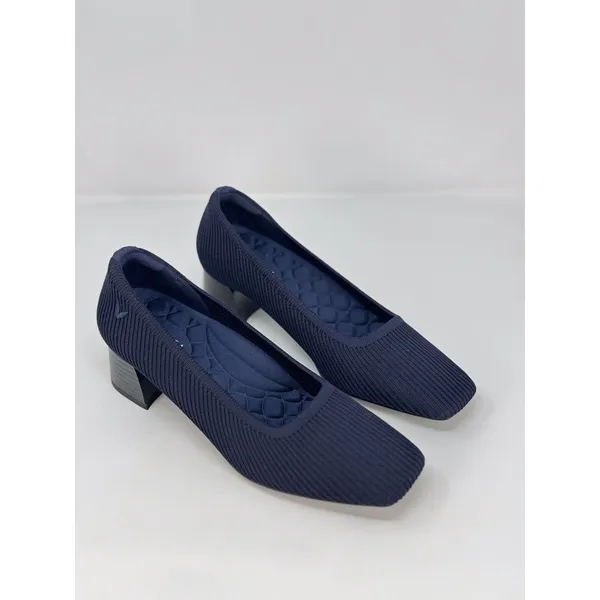 VIVAIA Melody Pro Heels Blue Square Toe Chunky Block Slip On Pumps 37.5 US 7 - Image 3