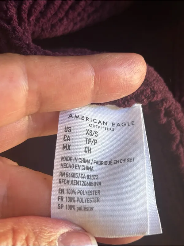 American Eagle Outfitters Maroon Plum Open Front Chunky Knit Cardigan Sweater X - Image 5