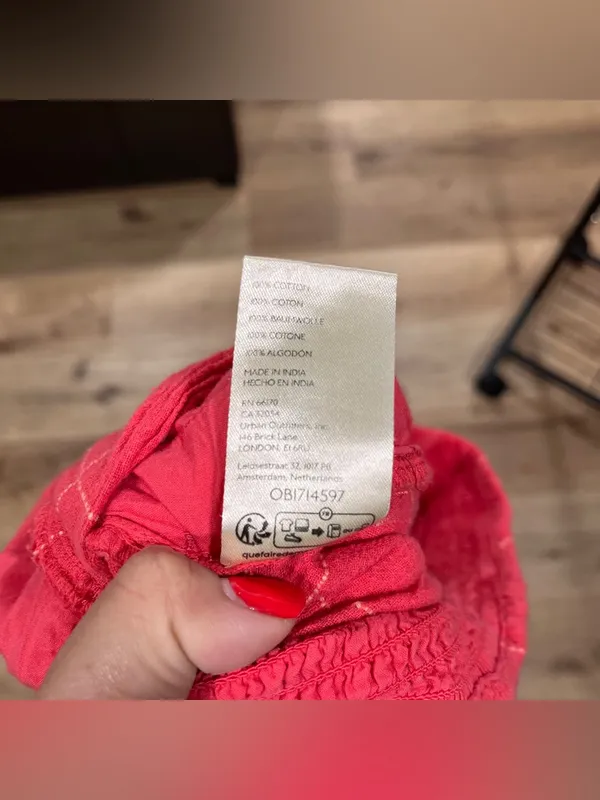 Free People Lunar Cove Wide-Leg Pants Red Combo Sz small Boho Plaid - Image 8