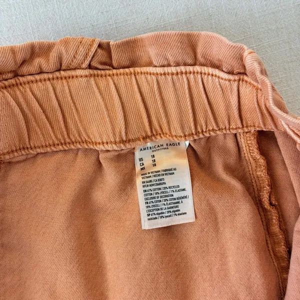 American Eagle Mom Shorts Womens 18 Orange Button Fly High Waisted Stretch Twill - Image 10