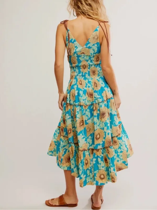 Free People Adriel Tie Strap Tiered Midi Dress NWT Size L - Image 2