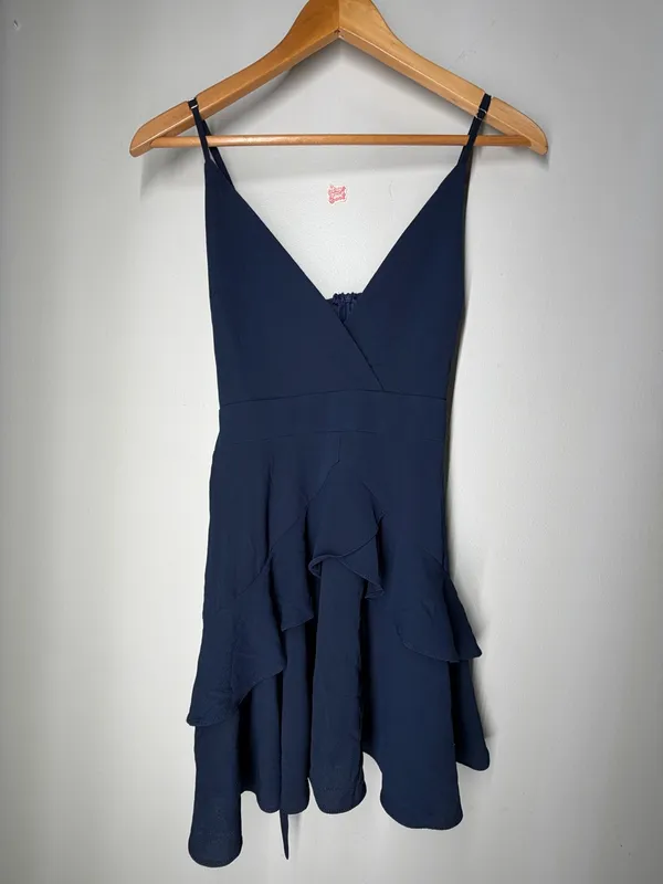 NEW Showpo Feels Like Love Dress Navy Ruffle Mini‎ Cocktail Wedding Guest Party - Image 2