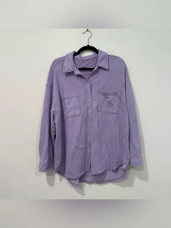 Aerie Purple Oversized Button Down Shirt M - Image 2
