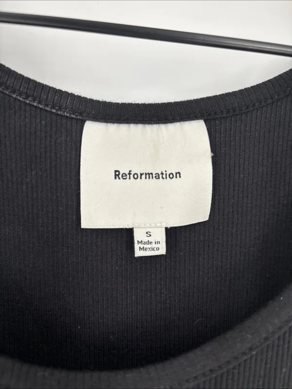 Reformation Black Tank Midi Dress with Cream Skirt small - Image 2