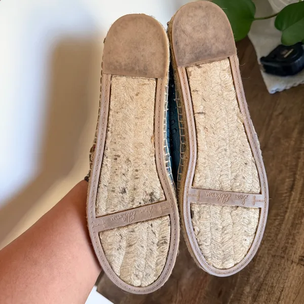 Sam Edelman Liam Espadrille‎ Flats Womens 8 Blue Leather Studded Boho Slip On - Image 8