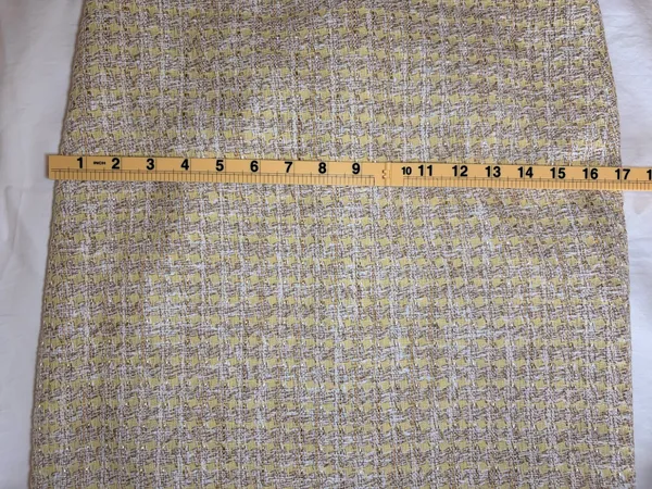 Ann Taylor Petite Yellow Tweed Pencil Skirt 4P Metallic Fringe - Image 8