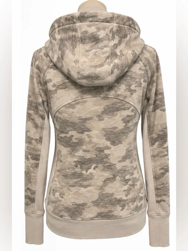 Athleta Camo Full Zip Hoodie Jacket Size Medium Thumbholes - Image 4