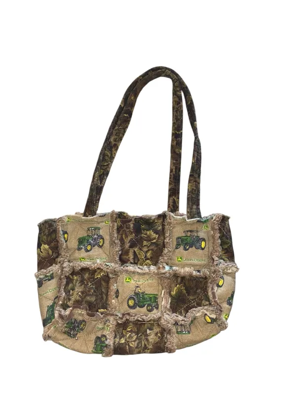 John Deere Quilted Rag Bag Camo Tractor Shoulder Purse Matching Wallet - Image 5
