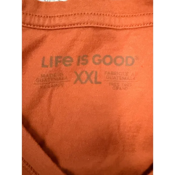 Life Is Good Happy Camper V-Neck Graphic Tee Women's XXL Orange Camping - Image 3