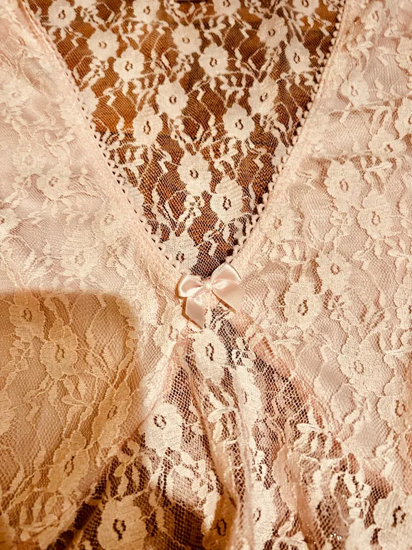 NWOT BABY PINK Lace see through Cap Sleeve Babydoll high low Top size L - Image 13