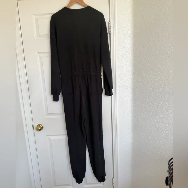 L*Space Black Coastin' Jumpsuit Ribbed Long Sleeve Black Lounge Size Large L - Image 8