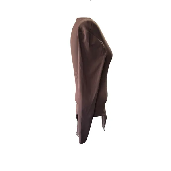 Nuuds Long Sleeve Scoop Neck Bodysuit S Small Brown Thong Smoothing Top Layer - Image 2