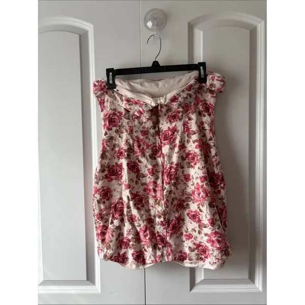 Altar’d State Pink Floral Strapless Mini Dress Size Large - Image 3