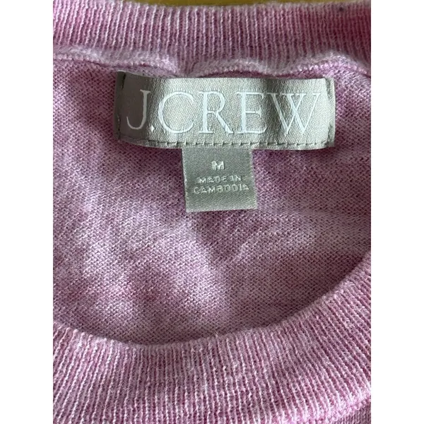 J.‎ Crew Carolyn Fitted Crewneck Sweater Womens Medium Pink Merino Wool Preppy - Image 2