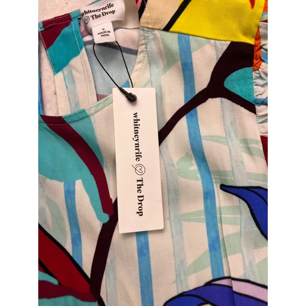 Whitney Rife x The Drop Mini Dress‎ Womens L Multicolor NWT Floral Long Sleeve - Image 4