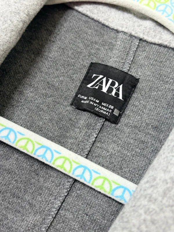 ZARA Gray Long Coat Duster Overcoat Minimalist Quiet Luxury Office Timeless Sz M - Image 4