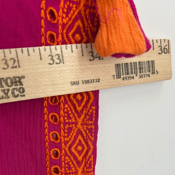 Soft Surroundings‎ Womens Fuchsia Orange Embroidered Kaftan Swim Coverup Sz S/M - Image 9